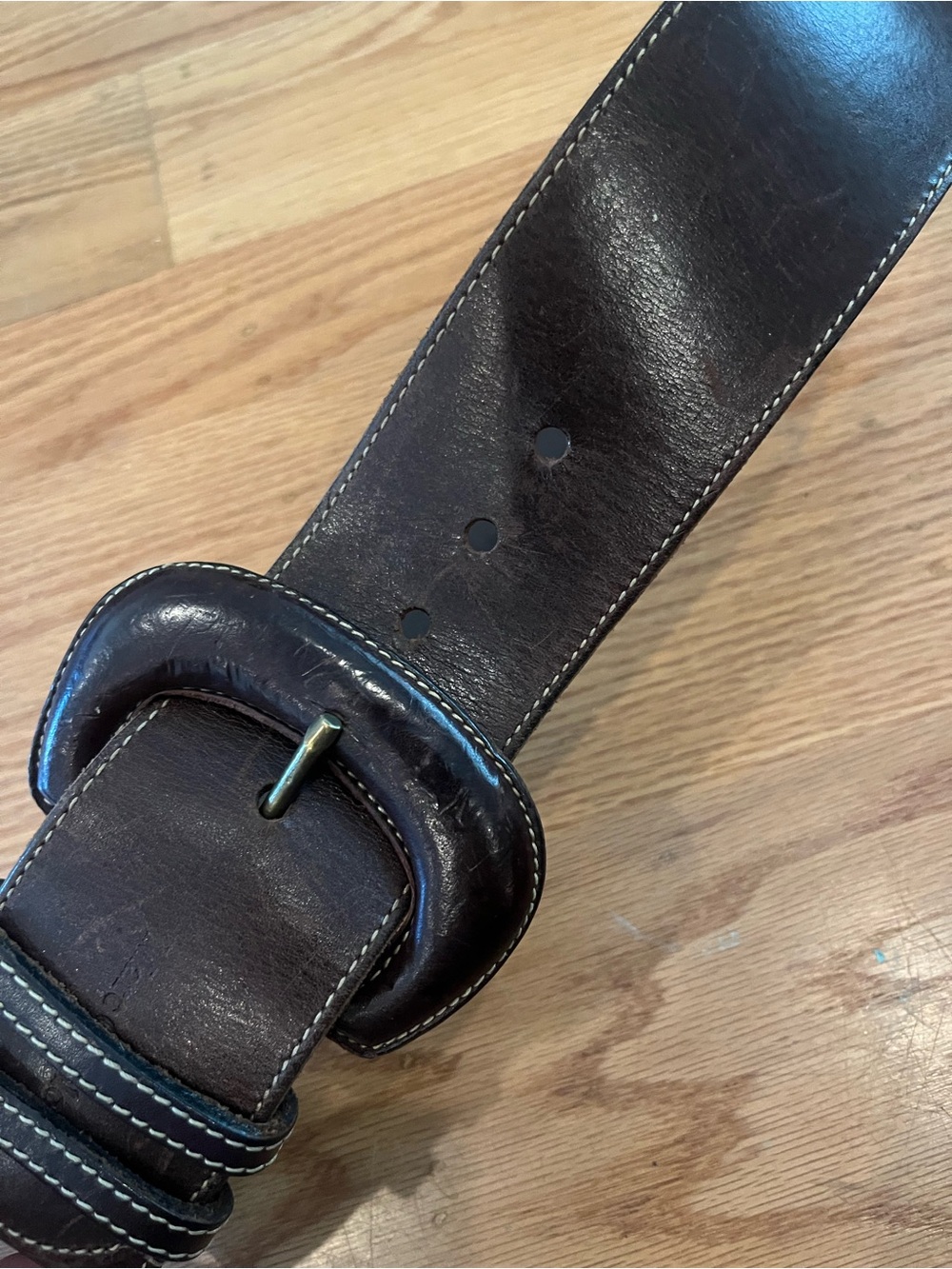 Marc O’Polo Brown Genuine Leather Wide Belt Size 32 Y2K Statement Belt